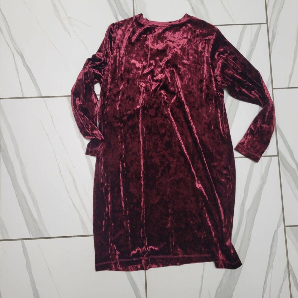 Burgundy Crushed Velvet Lace Up Mini Dress Fairycore Whimsigoth Gothic - Picture 5 of 5